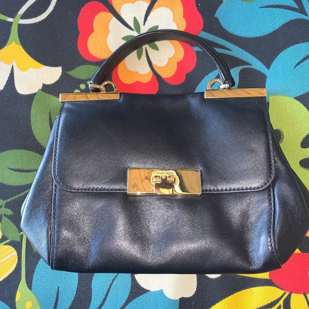 Michael Kors Marlow Small Black Leather Satchel Crossbody